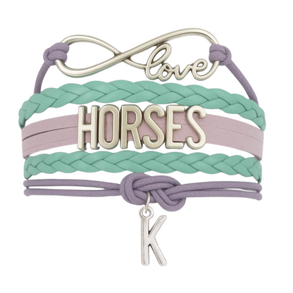 Personalized Horse Letter Charm Bracelet - Pick Color