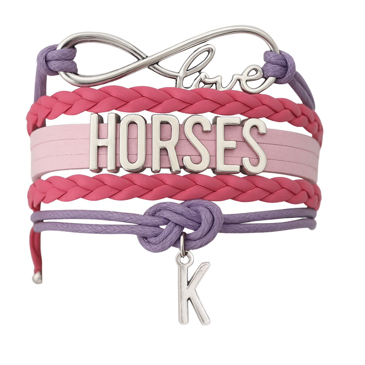 Personalized Horse Letter Charm Bracelet - Pick Color