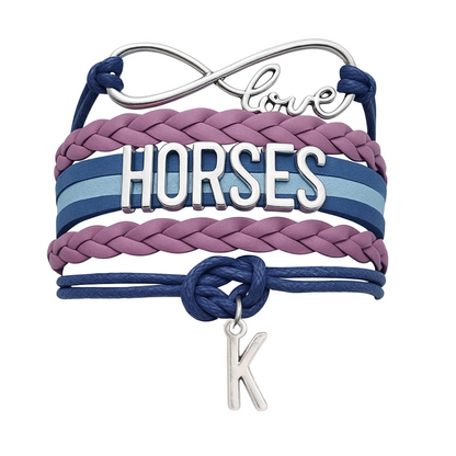 Personalized Horse Letter Charm Bracelet - Pick Color