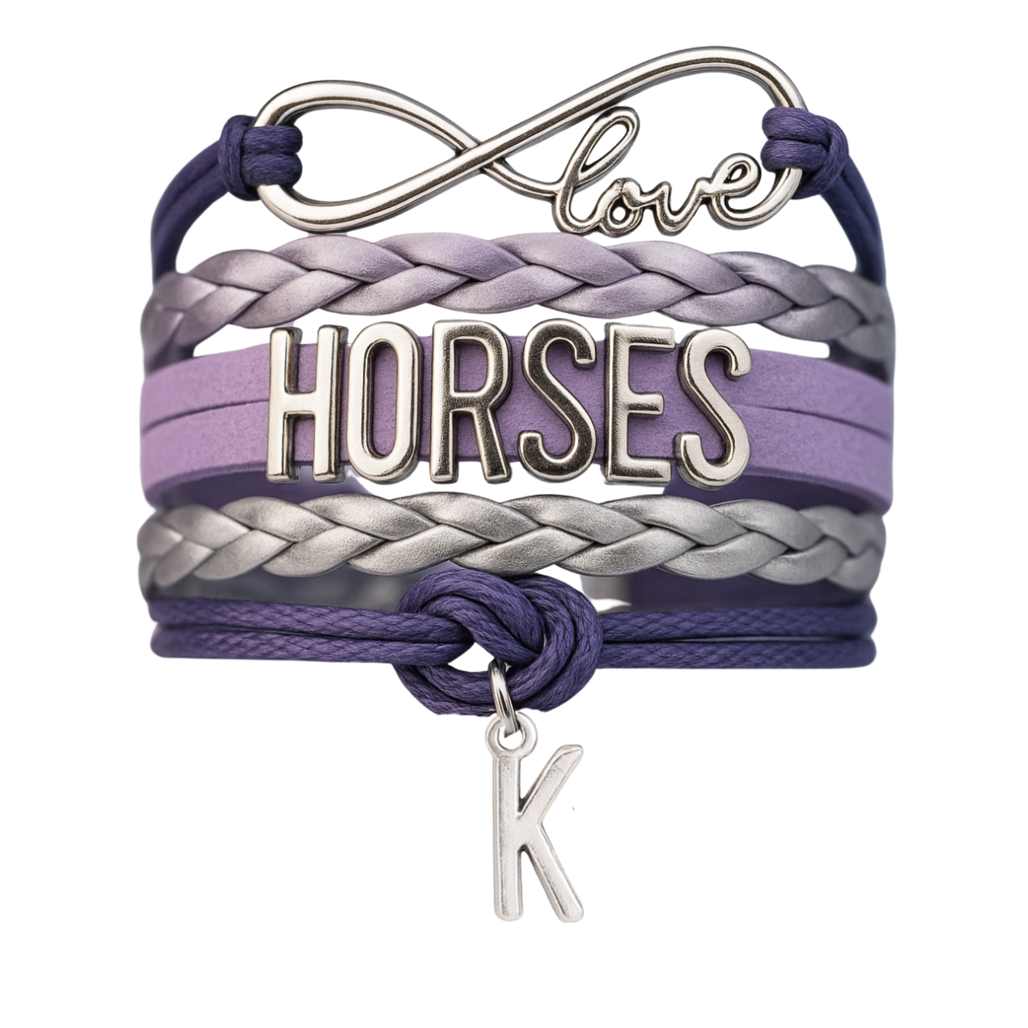 Personalized Horse Letter Charm Bracelet - Pick Color