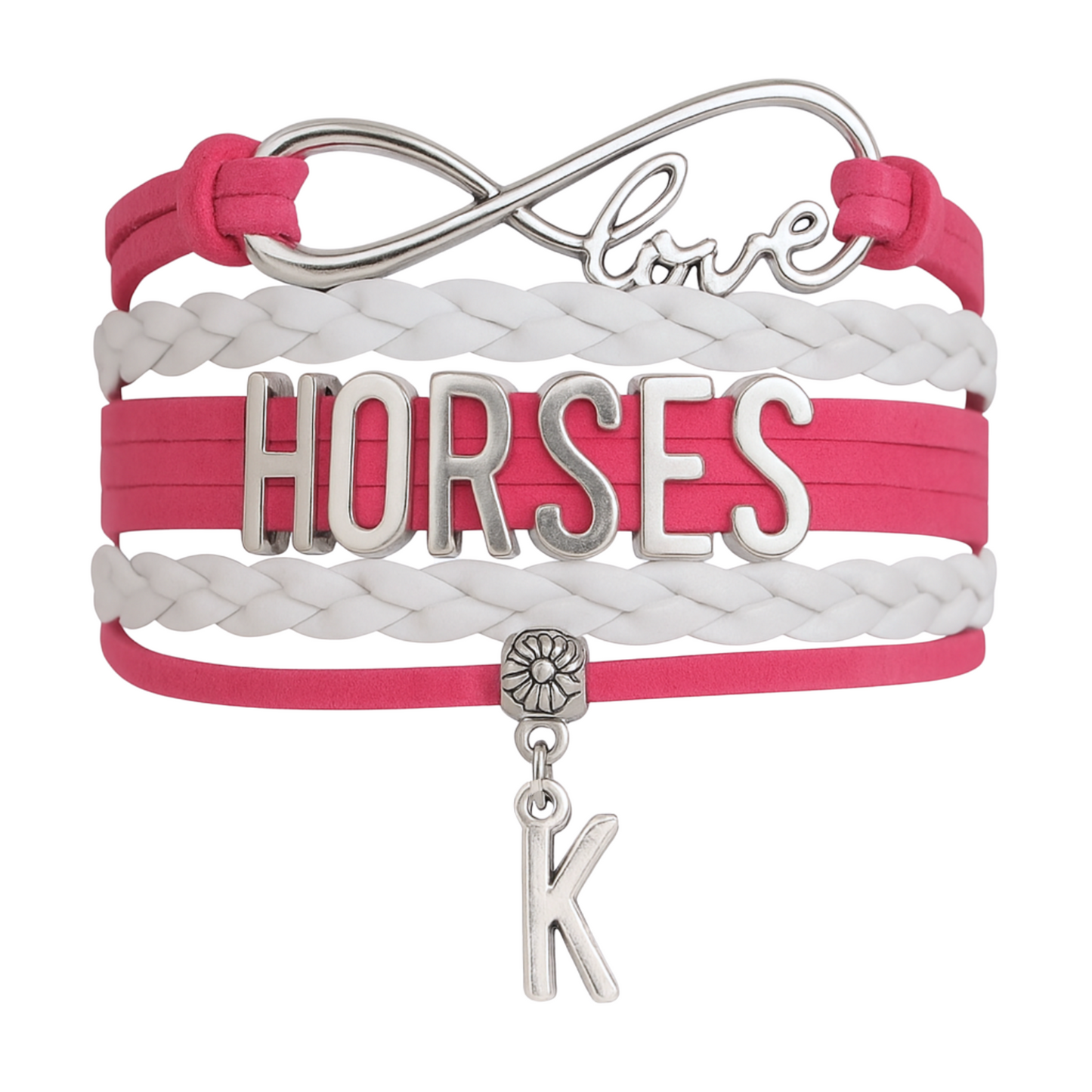 Personalized Horse Letter Charm Bracelet - Pick Color