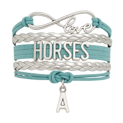 Personalized Horse Letter Charm Bracelet - Pick Color