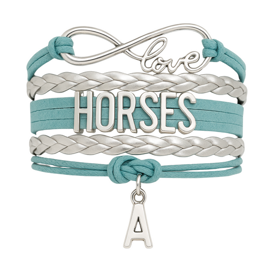 Personalized Horse Letter Charm Bracelet - Pick Color