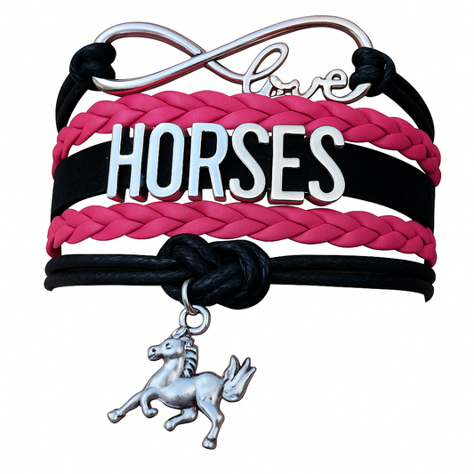 Horse Bracelet and Hair Ties Set- Pink