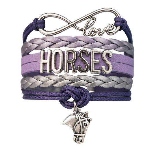 Purple Horse Infinity Bracelet -Pick Charm