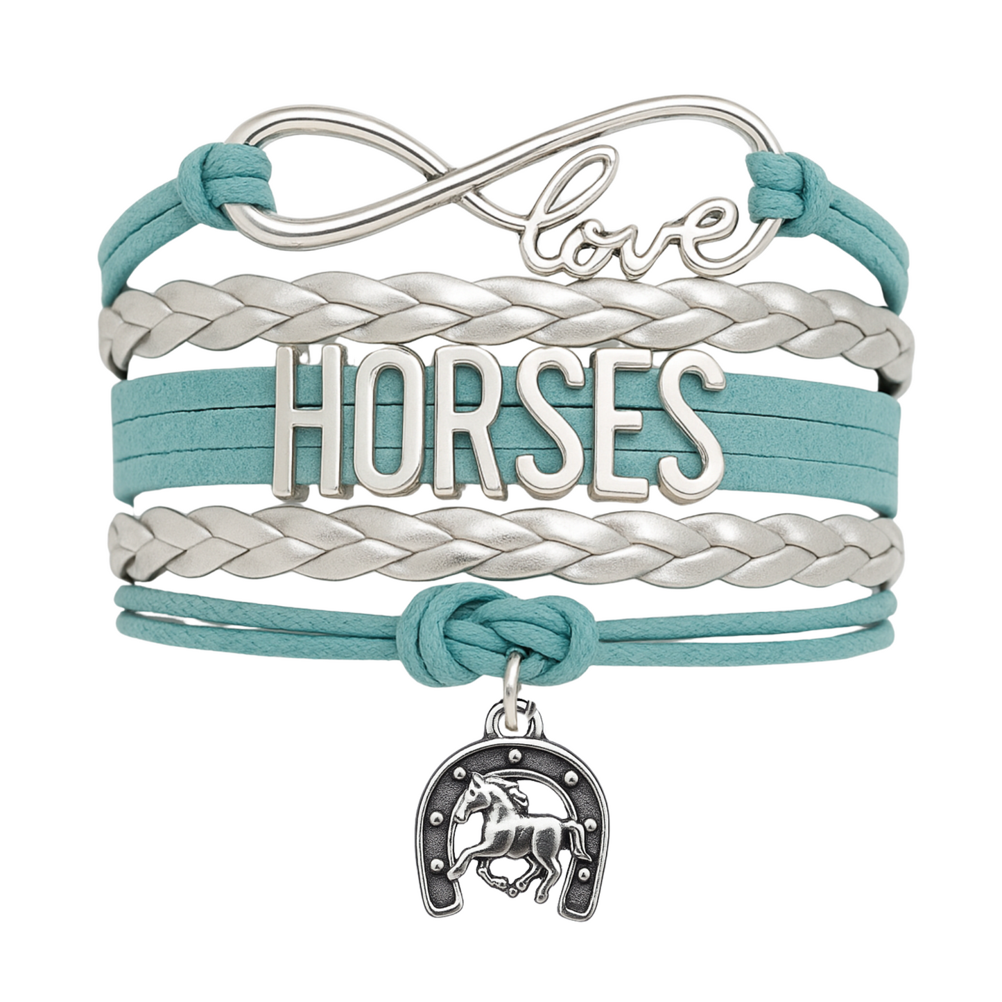 Horse Teal Infinity Bracelet - Pick Charm
