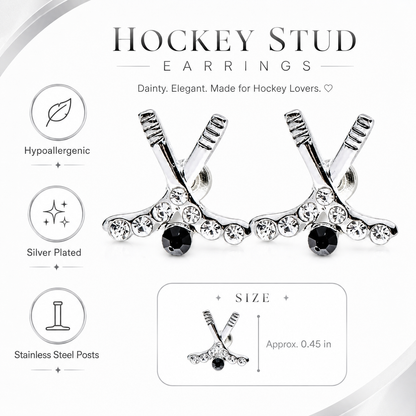 Ice HockeyCZ Stud Earrings