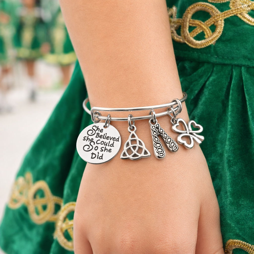 Irish Dance Bangle Charm Bracelet