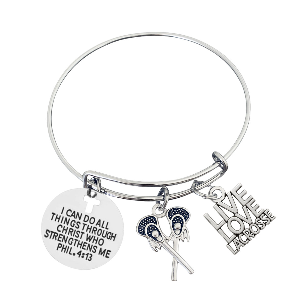 Lacrosse Charm Bracelet - I Can Do All Thins Through Christ