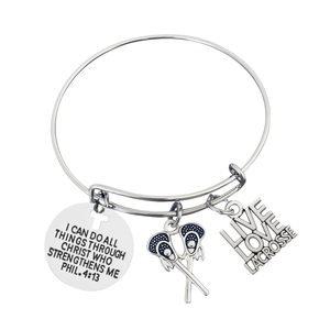Lacrosse Charm Bracelet - I Can Do All Thins Through Christ