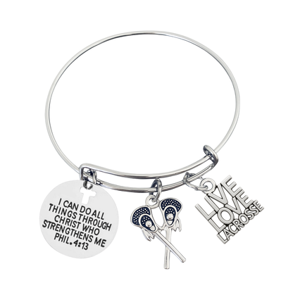 Lacrosse Charm Bracelet - I Can Do All Thins Through Christ