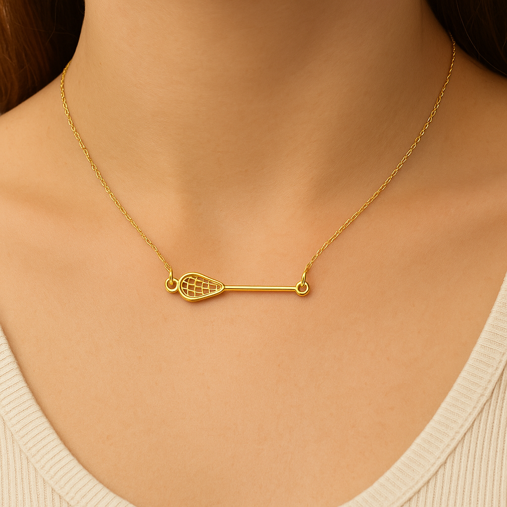 Girls Lacrosse Stick Stainless Steel Necklace