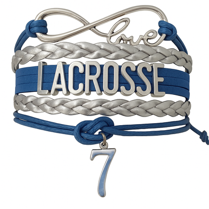 Personalized Lacrosse Bracelet with Number Charm