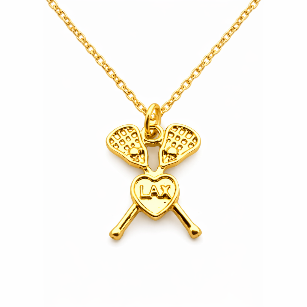 Lacrosse Heart Crossed Sticks Necklace