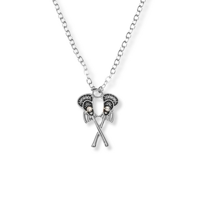 Girls Lacrosse Double Stick Rhinestone Necklace