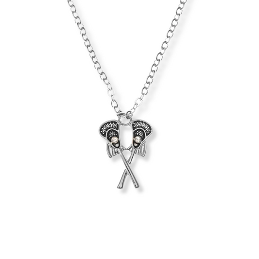 Girls Lacrosse Double Stick Rhinestone Necklace