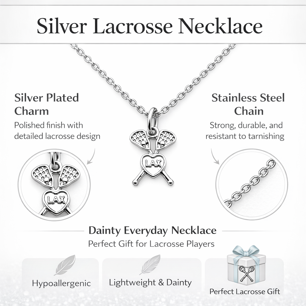 Lacrosse Heart Crossed Sticks Necklace