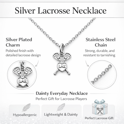 Lacrosse Heart Crossed Sticks Necklace