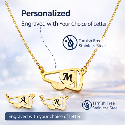 Personalized Cheer Heart Megaphone Necklace