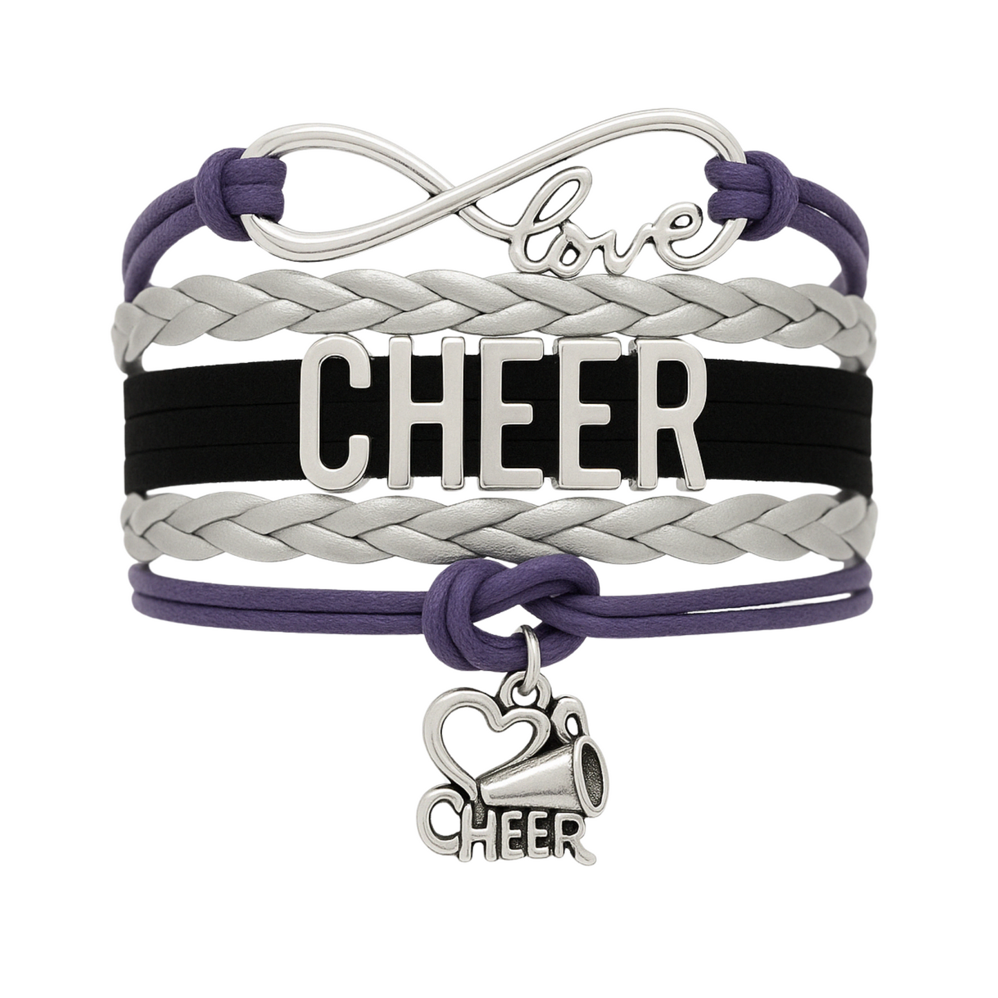 Infinity Cheer Bracelet - Pick Team Colors & Charm