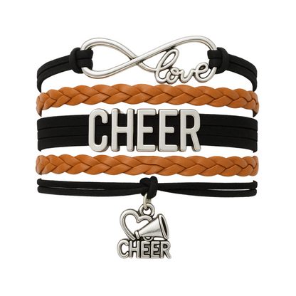 Infinity Cheer Bracelet - Pick Team Colors & Charm