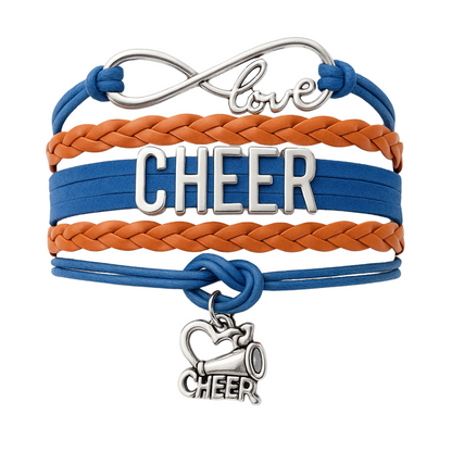 Infinity Cheer Bracelet - Pick Team Colors & Charm