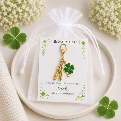 Ballet Shoes Four Leaf Clover Lucky Gold Clip on Charm