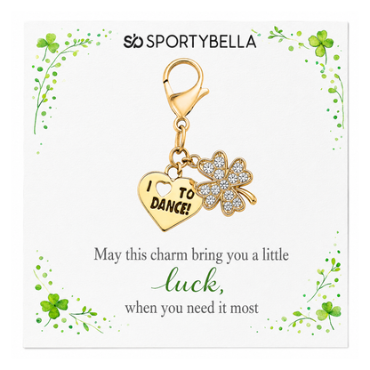 Dance Four Leaf Clover Lucky Gold Clip on Charm