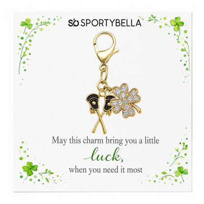 Lacrosse Four Leaf Clover Lucky Gold Clip on Charm