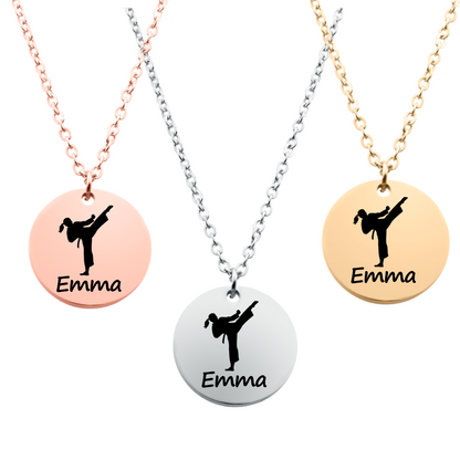Engraved Martial Arts Girls Necklace
