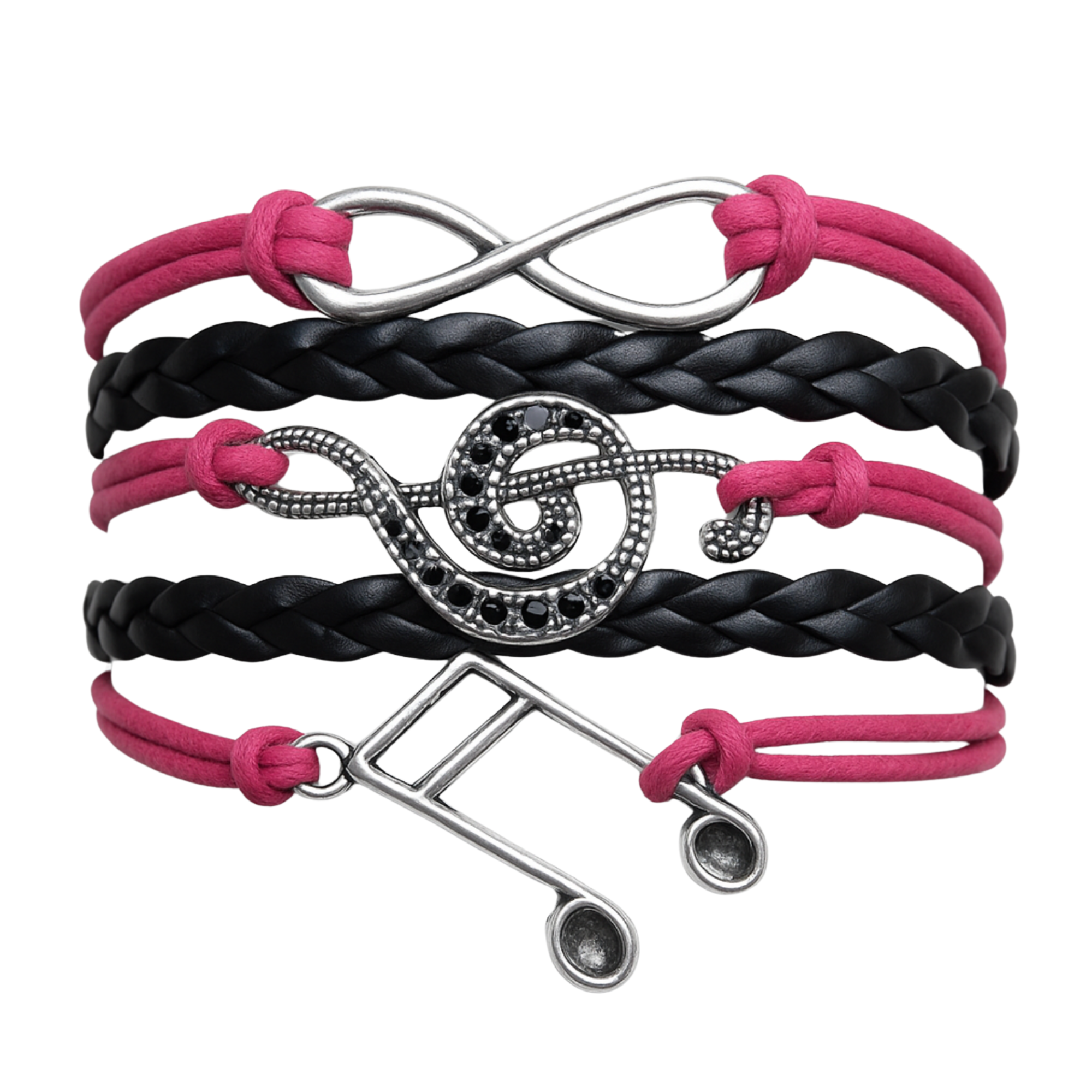 Music Note Charm Bracelet - Pink