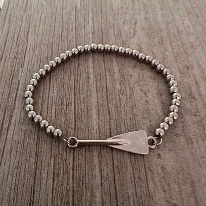 Silver Rowing Beaded Charm Bracelet