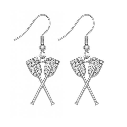 Silver Oar CZ Dangle Earrings