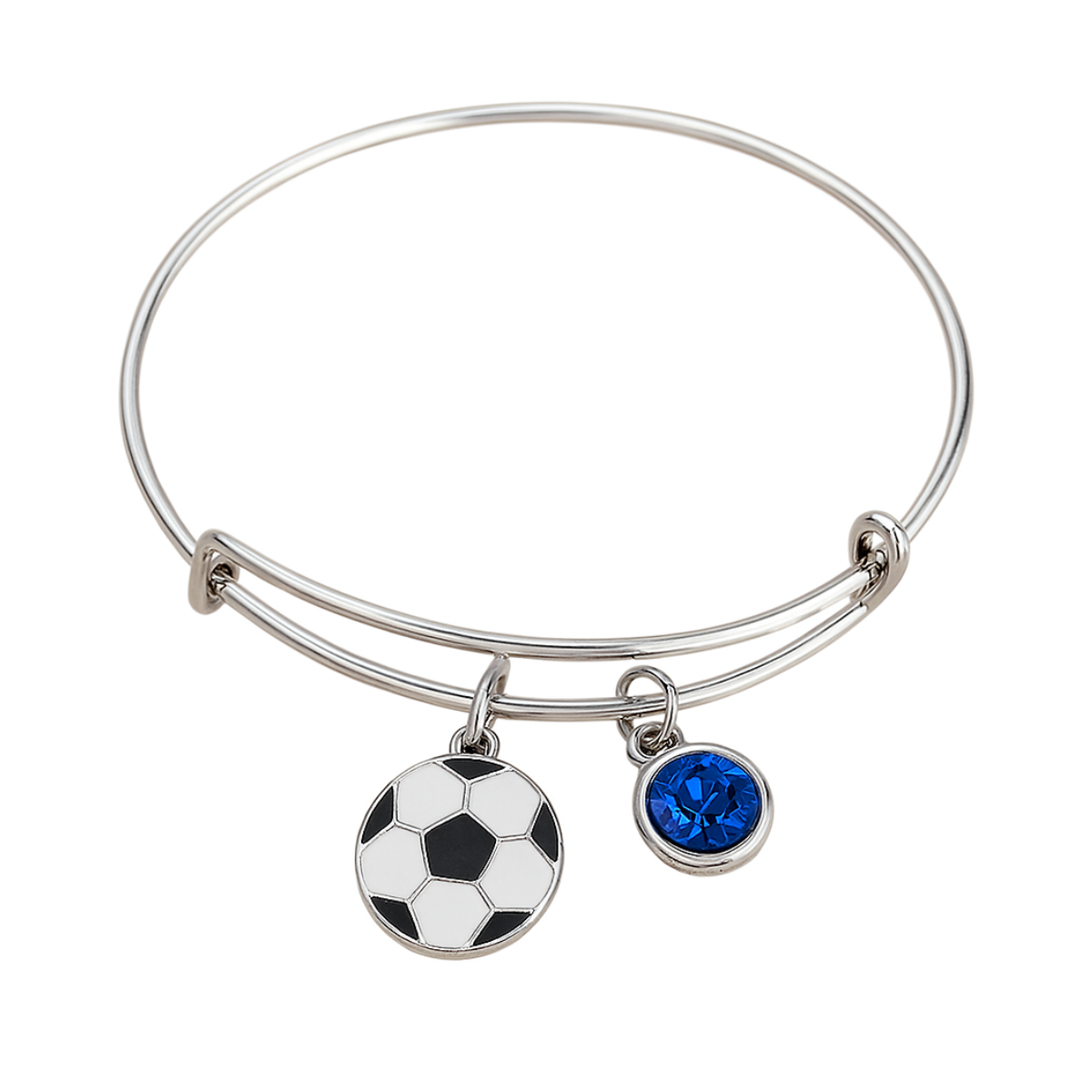 Soccer Birthstone Bangle Bracelet