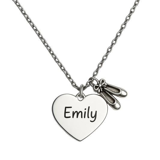 Personalized Engraved Ballet Necklace - Choose Charms