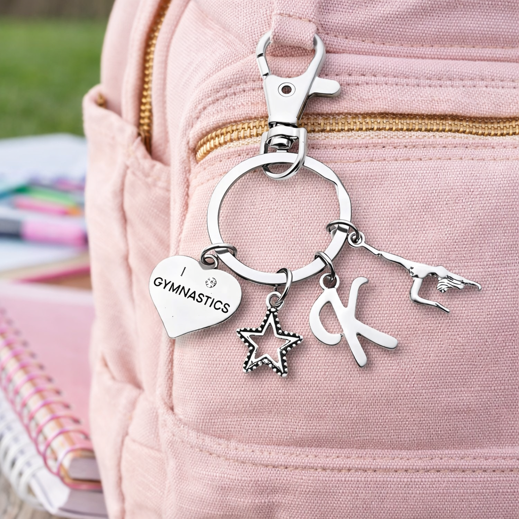 Personalized Girls Gymnastics Zipper Pull Keychain