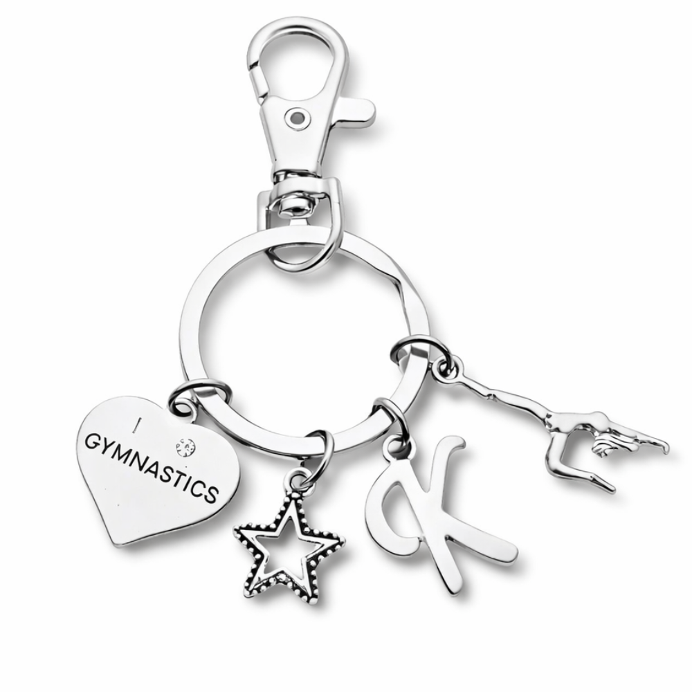 Personalized Girls Gymnastics Zipper Pull Keychain