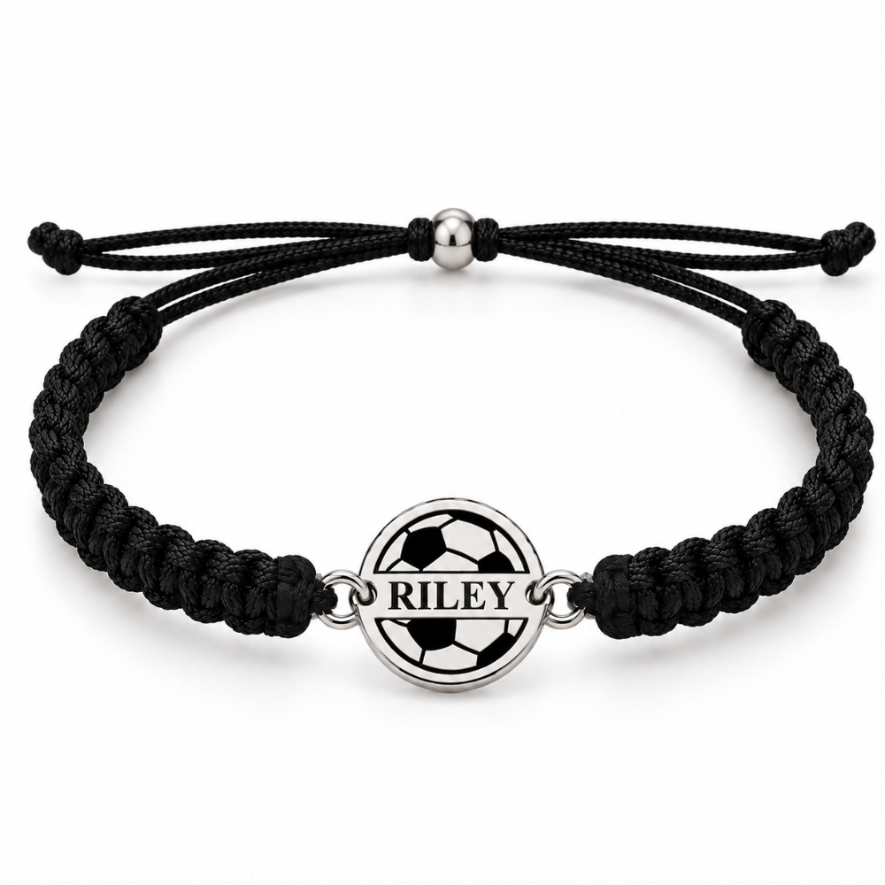 Personalized Engraved Soccer Rope Bracelet