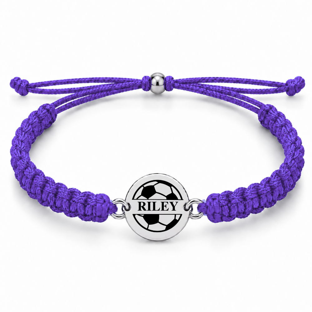 Personalized Engraved Soccer Rope Bracelet