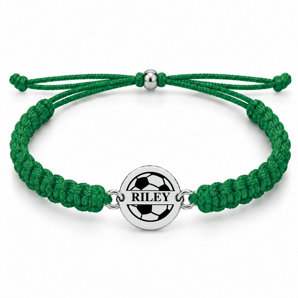 Personalized Engraved Soccer Rope Bracelet