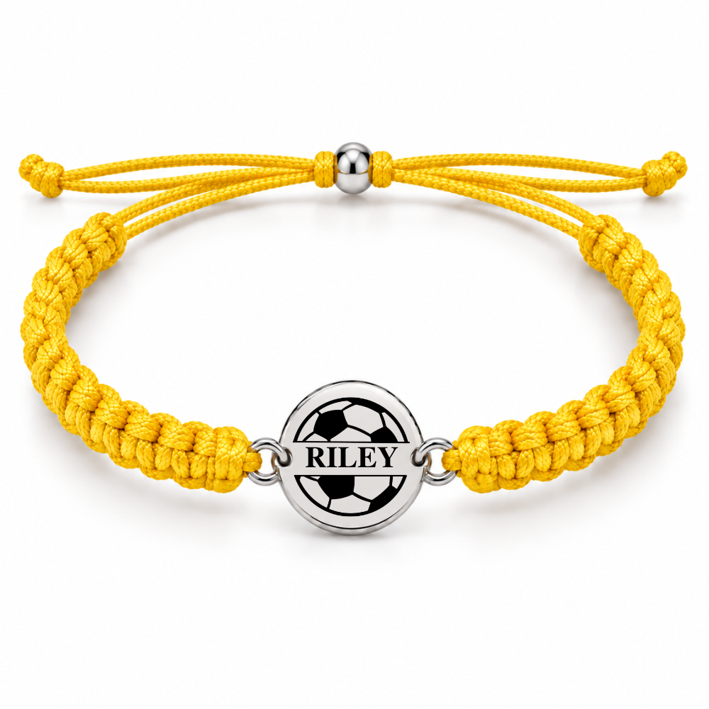 Personalized Engraved Soccer Rope Bracelet