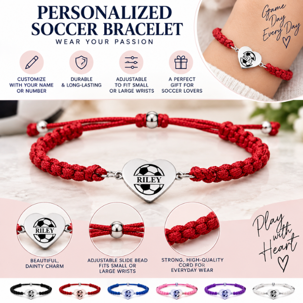 Personalized Engraved Soccer Rope Bracelet