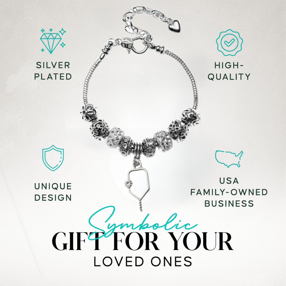 Pickleball Charm Beaded Bracelet