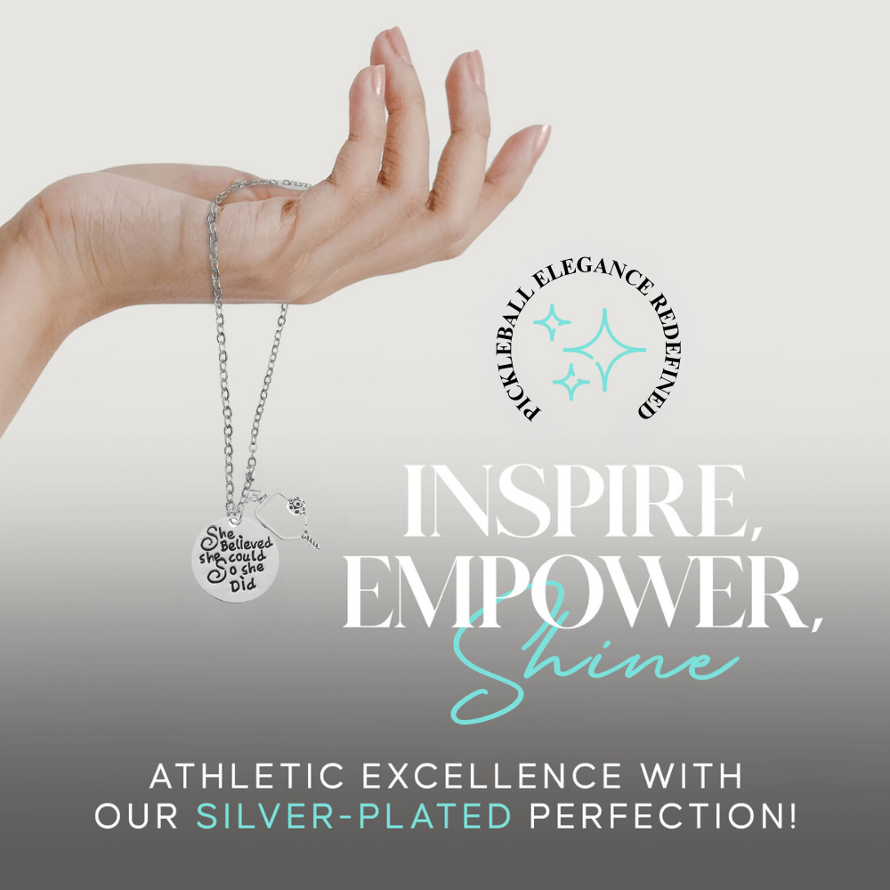 Pickleball Charm Necklace - She Believed She Could