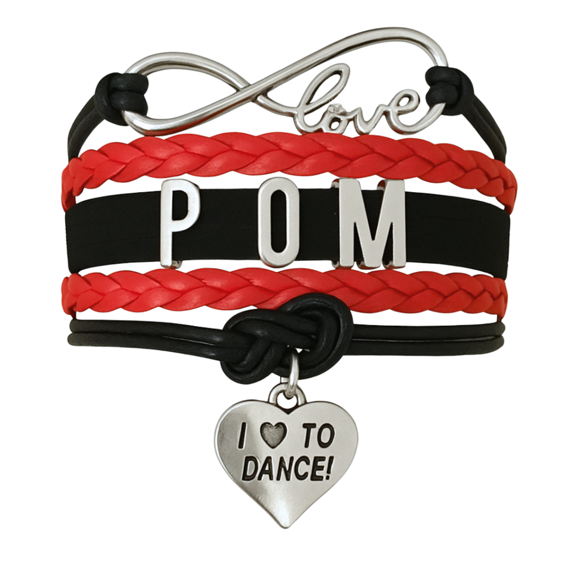 Pom Red and Black Charm Bracelet- Pick Style