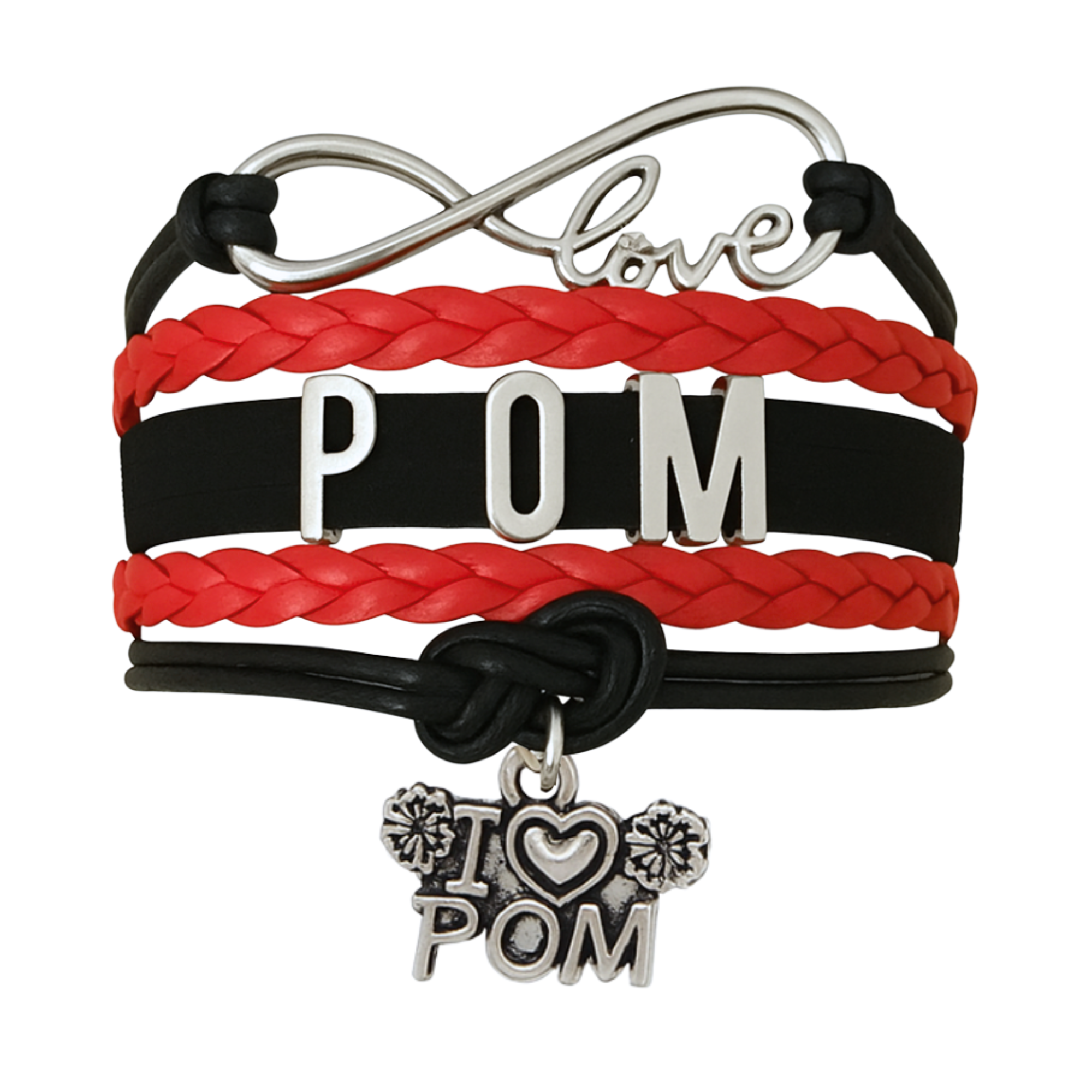 Pom Red and Black Charm Bracelet- Pick Style