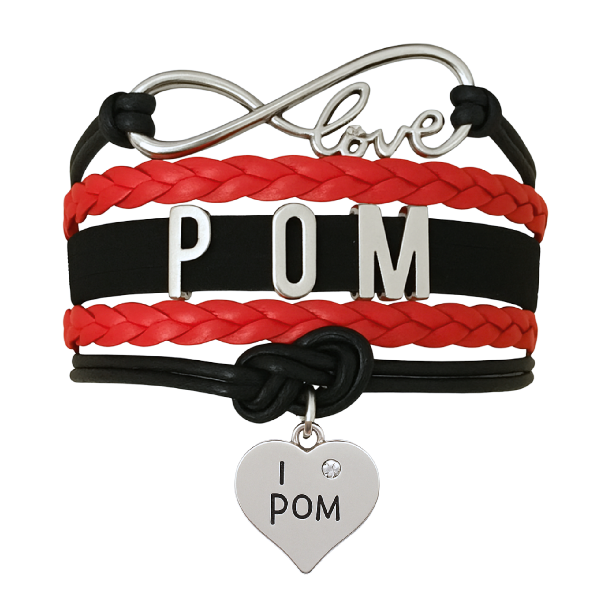 Pom Red and Black Charm Bracelet- Pick Style