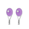Purple and turquoise tennis racquet stud earrings for tennis lovers