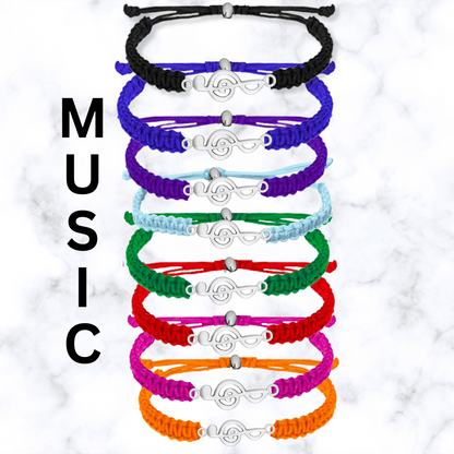 Music Note Rope Bracelet - Pick Color