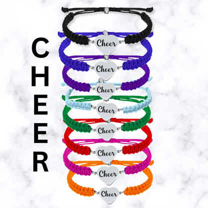 Cheer Heart Adjustable Rope Bracelet- Pick Color